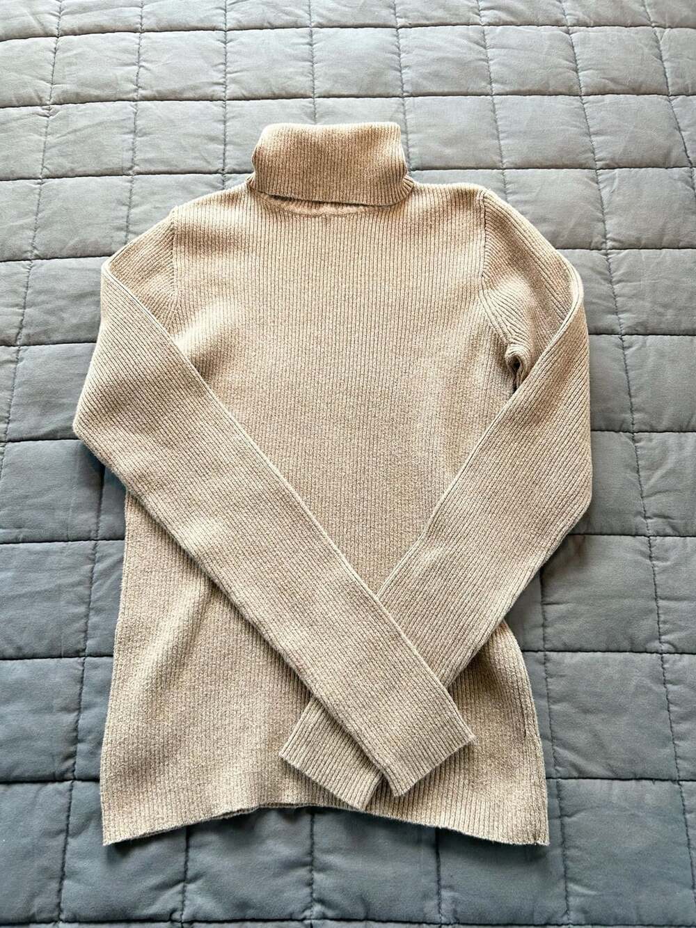 Gap 100% Cotton Ribbed Turtleneck Sweater Beige Size L
